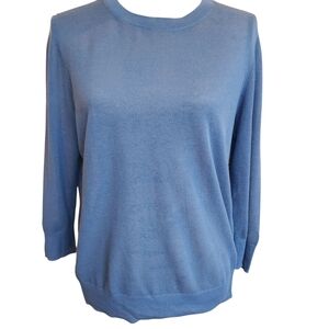 Vince 100% Cotton Textured Crewneck Sweater in Blue – Size Large
